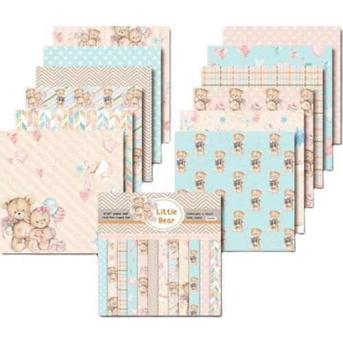 24 sheet CUTE BEAR CAT Scrapbooking Animal paper 6 inch pattern paper material for DIY photo album scrapbook junk journal