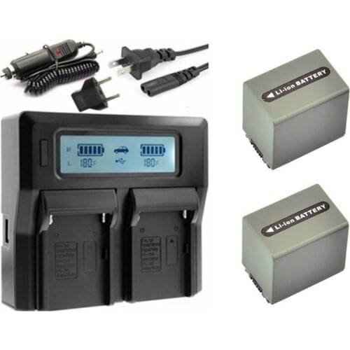 2xNP-FP90,NP-FP91 FP90,FP91,FP50,FP70 Battery+LCD Dual USB Charger for Sony HDR-HC3 DCR-DVD905 DCR-HC85 DCR-SR100 HC41 HC46 HC65