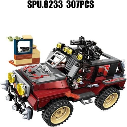 3203 307pcs Military War Urban Thunder Mission Gatling Gun Armored Car 3 Building Blocks Toy
