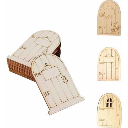 3D DIY Door Decoration Wooden Fariy Door Craft Kit with Flowe Micro Gardening Simulation Cute Creative Mini Door 10 PCS