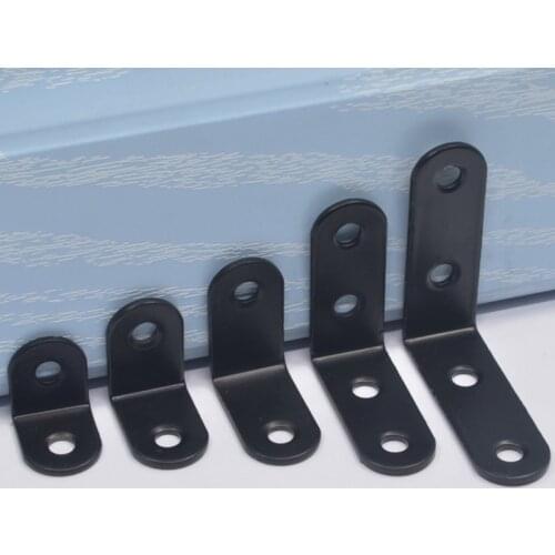 4pcs Stainless Steel Supporting Black L-Shaped Brackets Fixing Right Angle Corners Brace Furniture Hardware Corner Bracket