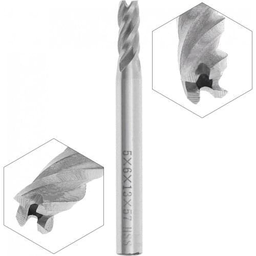 5mm 4 Flute HSS & Aluminum End Mill Cutter with Super Hard Straight Shank for CNC Mold Processing Milling