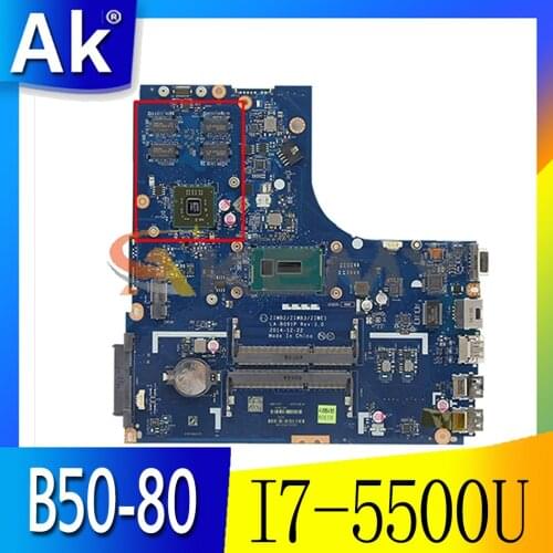 Akemy ZIWB2/ZIWB3/ZIWE1 LA-B091P Motherboard For Lenovo B50-80 N50-80 Laptop Motherboard CPU I7 5500U R5 M330 2G Work