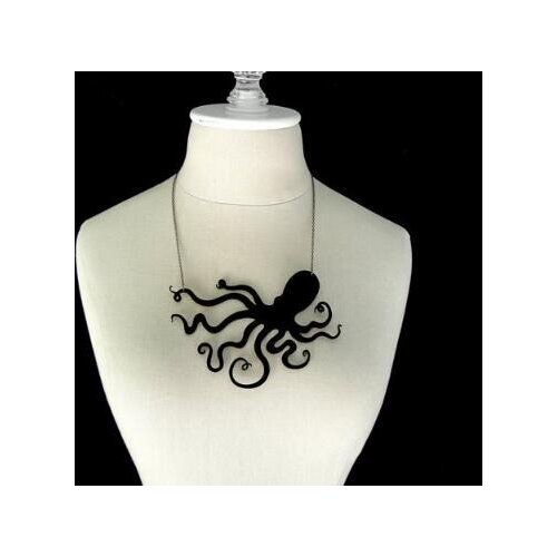 Acrylic Octopus pendant necklace simple style animal black Octopus necklace for men unisex punk new fashion jewelry