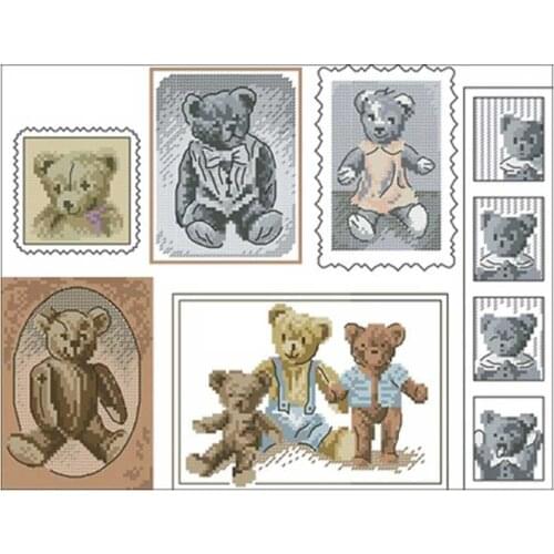 Little Bears Album patterns counted 11CT 14CT 18CT DIY Cross Stitch Sets wholesale Cross-stitch Kit Embroidery Needlework