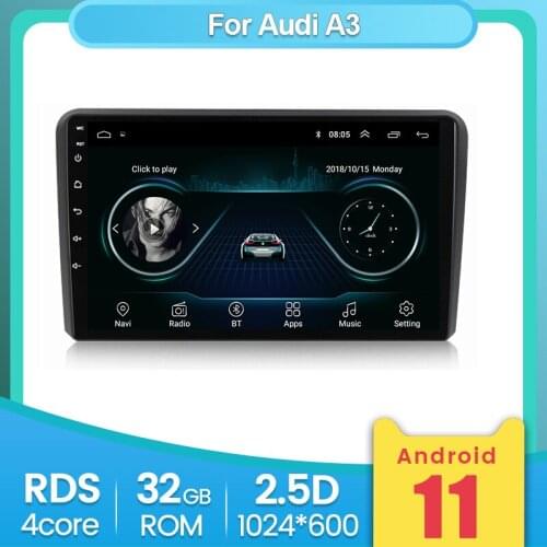 For Audi A3 8P S3 2003 2004 2005 2006 -2013 Android 11 Car Multimedia Touch Screen 2GB+32GB GPS Navigation autoradio