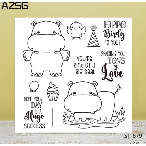 AZSG Naughty Little Hippopotamus Clear Stamps/Seals For DIY Scrapbooking/Card Making/Album Decorative Silicone Stamp Crafts