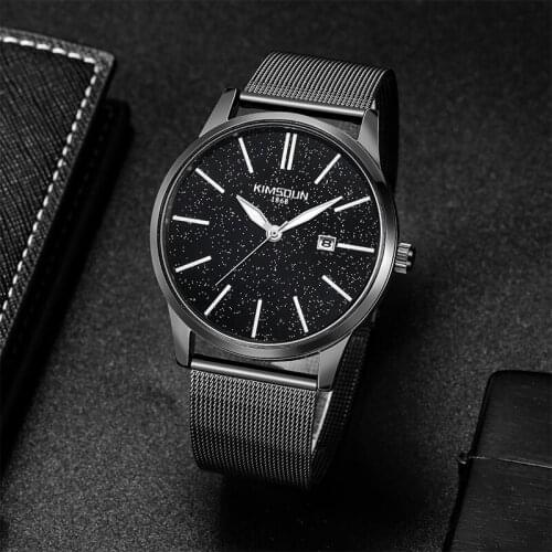 Mens Watch Fashion Mesh Belt Three-eye Six-pin Multi-function Waterproof Calendar Simple Starry Sky Quartz Watch Student WA122