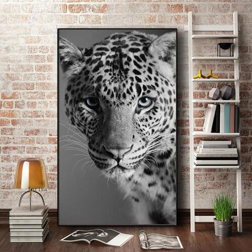 Black and White Leopard Poster Animals Wall Art Canvas Painting and Prints Panther Art Pictures for Living Room Cuadros Decor