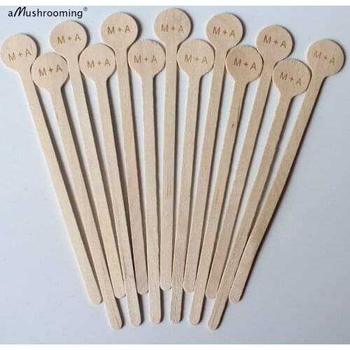 Personalized Wooden Drink Stirrers x100 Wedding Cocktails Stir, Wedding Swizzle Sticks Wedding Party Engagement Party Decoration