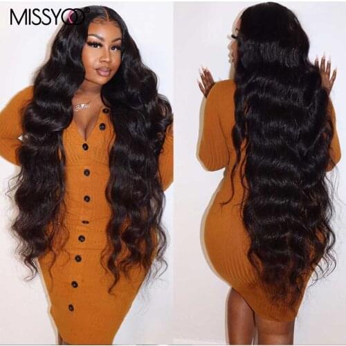 CHEAP 28 Inch Body Wave Lace Front Wig Brazilian Wavy Lace Front Human Hair Wigs Remy T Part Transparent Lace Frontal Wigs