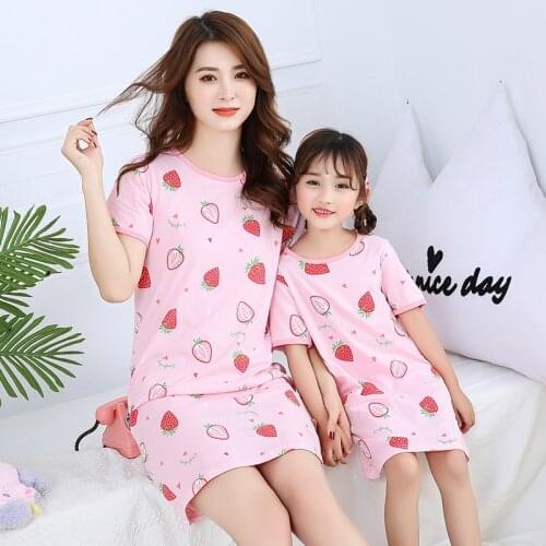 Children Clothing Summer Girls Dresses Baby Pajamas Cotton Princess Nightdress mommy and me Sleepwear Kids Unicorn Nightgown