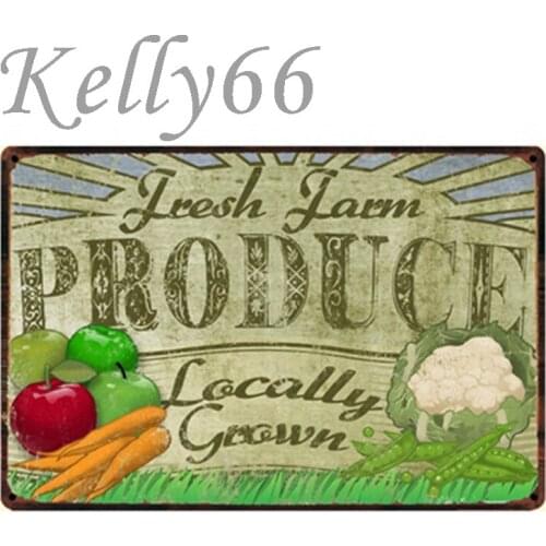 [ Kelly66 ]FRESH FARM PRODUCE Metal Tin Sign Tin Poster Home Decor Bar Antique Wall Art Painting 20*30 CM Size y-1334