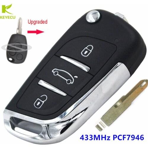 KEYECU Upgraded Flip Remote Car Key Fob 3 Button 433MHz PCF7946 for Renault Kangoo Traffic Clio Kangoo II Master Modus Kubistar