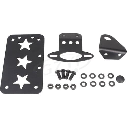 Motorbike Star License Plate Holder Rack Mount Bracket Black Universal Fit