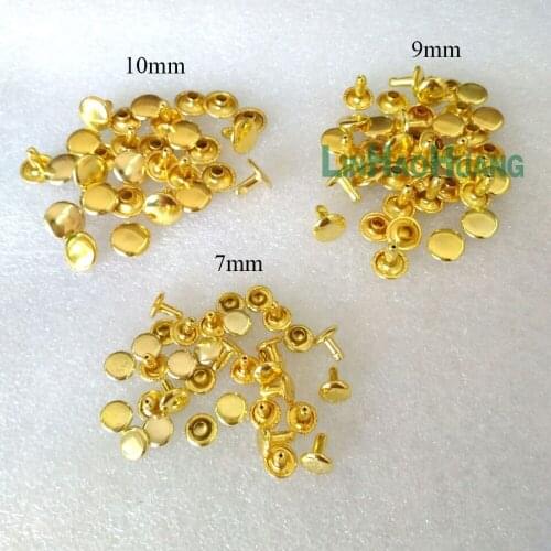 400 Pcs Gold Color Round Flat Rivets Copper Round Flat Spikes Studs Rivets Screwback Spots Shoes Leather Craft Decorations DIY