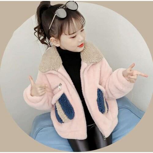 Baby Girl Spring Autumn Winter Coat Jackets Kids Fashion Pink/White Color Warm Girl Jackets Children Outwear Clothes For 3-12