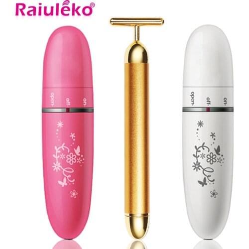 Slimming Face 24k Gold Colour Vibration Facial Beauty Bar Stick Lift Skin Tightening Wrinkle Bar Electric Stick Massage