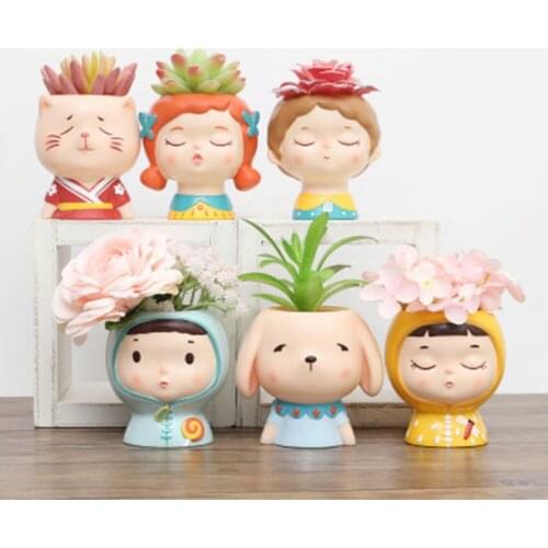 Cute Cartoon Girl Succulent Flower Pot Micro Landscape Flower Decoration Pot Best Price