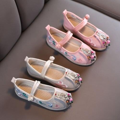 Beads pendant Girls embroidery fabrica shoes breathable fashion shoes