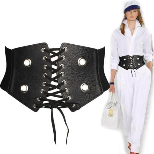 Fashion Lady Waist Belt Super Wide elastic black waistbands new punk rivet Cummerbund Shirt Slimming Corset party wedding Girdle