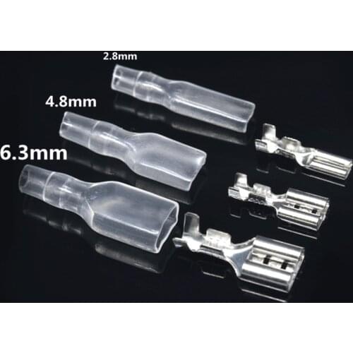 50pcs 2.8/4.8/6.3mm Crimp Terminals Insulated Seal Electrical Wire Connectors Crimp Terminal Female Spade Connector 22-14AWG
