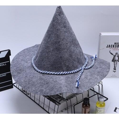 Halloween Party Solid Color Unisex Fashion New Wizard Hat Halloween Gift Felt Christmas Hat Peaked Cap