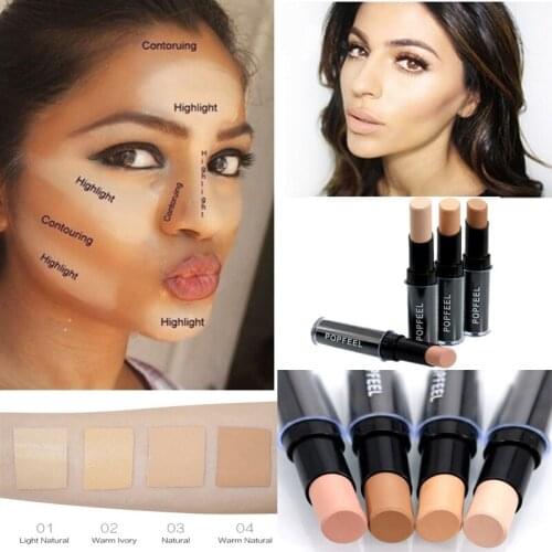 4 Color Makeup Base Eye Concealer Stick Cream Makeup Brighten Shadow Waterproof Cover Dark Circle Comestic Long-Lasting Natural