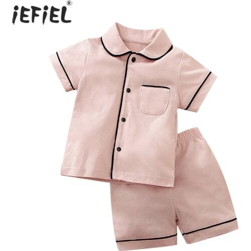 Baby Pajamas Set Summer Baby Boy Girl Clothes Casual Sleepwear Set Kids Cotton Buttons Tops+Shorts Toddler Kids Clothing Sets