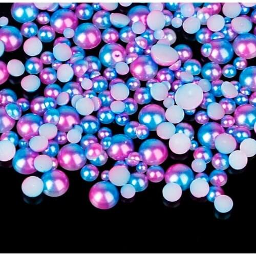 New Fashion 3 4 5 6 8mm Rainbow Half Round Imitation ABS Pearls Flatback Scrapbook Cabochon Beads For women Jewelry Making