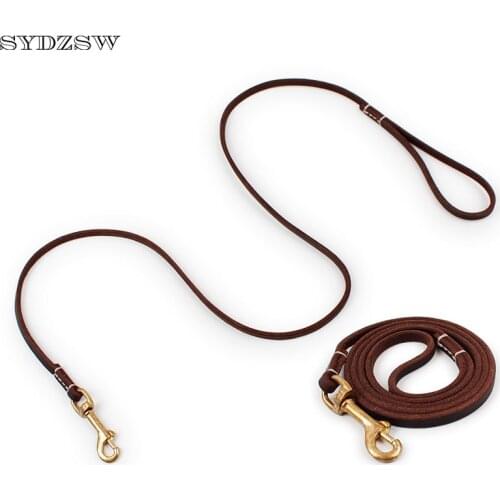 SYDZSW Pet Supplies Genuine Leather Dog Leash Wholesale Grade Copper Hook Large Dog Leash Labrador Shepherd Dog Products 0.8cm