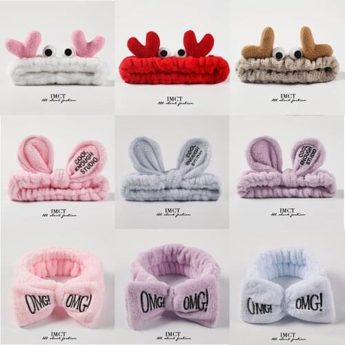 2019 New Hairbands For Women Letter Coral Fleece Wash Face Bow Girls Headbands Headwear Hair Bands Christmas Hair Accessories