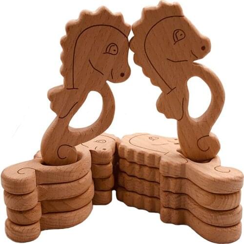 10Pcs/lot Baby Teether Toy Beech Wooden Teething Product Food Grade Newborn Teether Accessories Nursing Teething Item For Infant