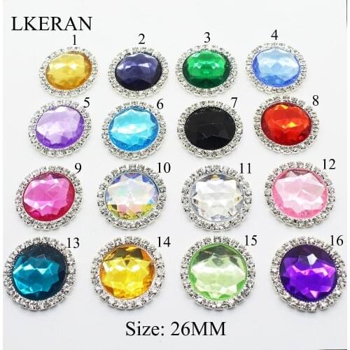 New 10pcs/lot 26mm round gold Acrylic rhinestone buttons Wedding crafts button decorativos DIY sewing Clothing Accessories