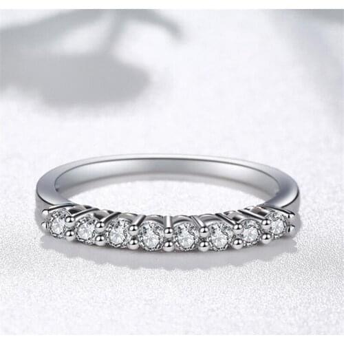 Size 4-10 Simple Fashion Jewelry 925 Sterling Silver White Clear AAAAA Cubic Zircon Promise Party Women Wedding Bridal Ring Gift