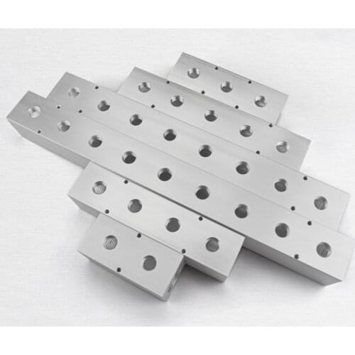 50x50mm 3/8" x 1" BSP Female Thread Solid Aluminum Pneumatic Manifold Block Splitter