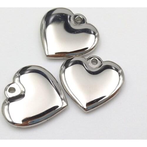Hand Polished Heart-shaped Pendant Metal Stainless Steel Tag for Bracelet/necklace DIY Jewelry Accessories Wholesale 100pcs