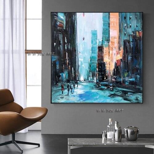 Hand Painted Colorful Landscape Minimalist Abstract Oil Painting Modern On Canvas Wall Art Decorative For Living Room No Frame