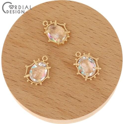 Cordial Design 50Pcs 13*16MM Jewelry Accessories/Hand Made/Charms/Aurora Effect/Crystal Pendant/DIY Making/Earring Findings