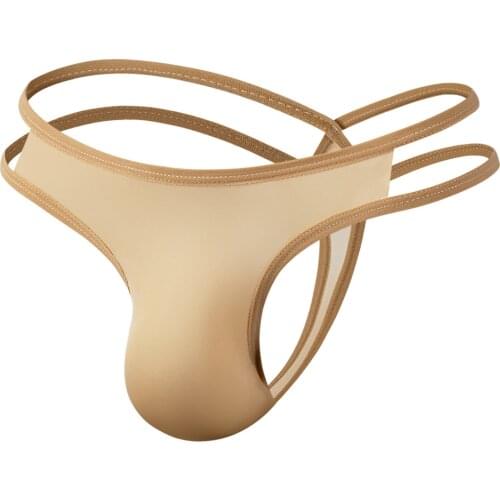 2021 New Design Brand Low-rise G-strings Lingerie Panties Solid Ice Silk Thongs Male Gay Underpants Men Transparent Breathable