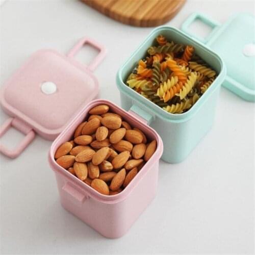 High Quality Insulation Box Reusable Wheat Straw Lunch Box Soup Cup anti-scalding Microwave Heating Tank Square Buckle Sealing
