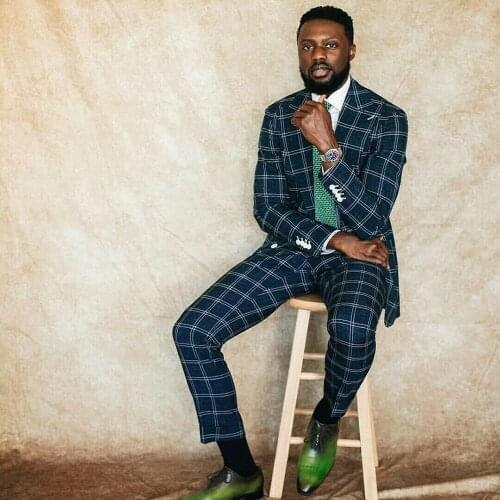 YIWUMENSA Striped Plaid Men Suits Blazers Smoking Business Prom Daily Party Formal Jacket With Pants Slim Fit Tuxedos Wedding