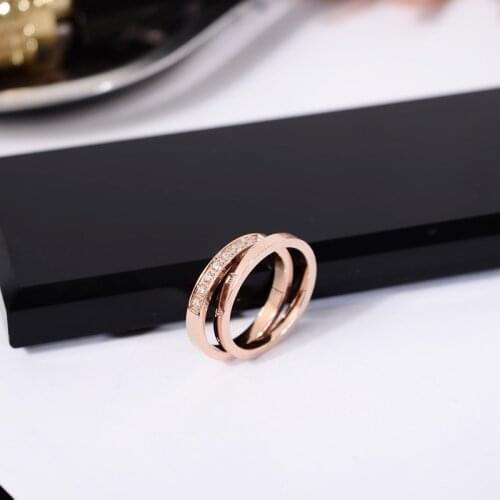 YUN RUO 2020 New 2 In 1 Two Rings Set Chic Rose Gold Color Fashion Titanium Steel Jewelry Wedding Birthday Gift Woman Not Fade