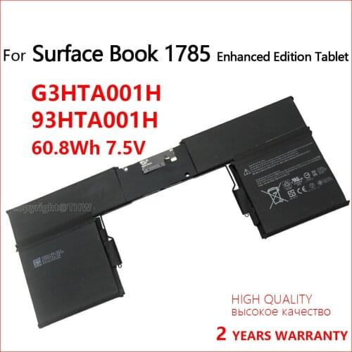 100% Genuine G3HTA001H 93HTA001H Keyboard Battery for Microsoft Surface Book 1785 Enhanced Edition Tablet 7.57V 60.8Wh 8030mAh
