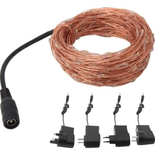 12v Copper String Lights 10m 20m 30m 50m Led Fairy Light with Power Adapter for Wedding Party Christmas Home Decoration