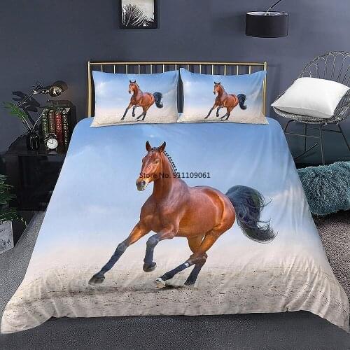 2-3 Pieces Animals Printed Bed Comforters Bedding Coverlet Unicorn Horse Printed Home Textiles with Pillowcases Euro 220X240