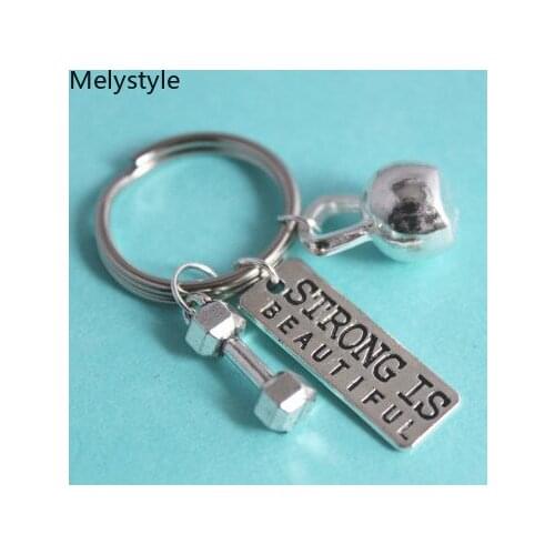 2019 Personalized Barbell Dumbbell Keychain Fitness Key Chain Women Men Car Key Jewelry Pendant Trendy Gym Sport Key Ring