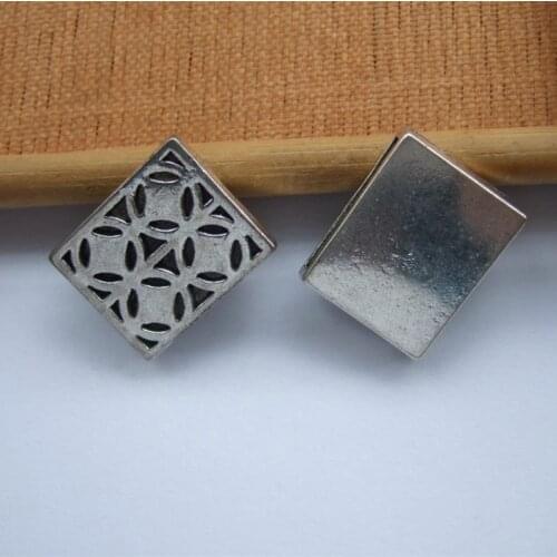 5pcs Rectangle Carved Geometry Shaped Charms Bead Slider Spacer for 20*2.2mm Flat Leather Bracelet Jewelry Findings