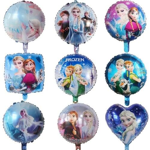 50Pcs Cartoon 18inch Princess Foil Helium Balloons Elsa Birthday Party Baby Shower Decoration Kids Inflatable Toys Air Globos