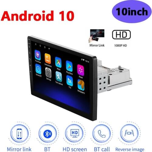 Android10 Car Multimedia Player Radio Quad-Core 2G RAM 32G ROM GPS Navigation 10'' Touch Screen Bluetooth FM Audio Car Stereo